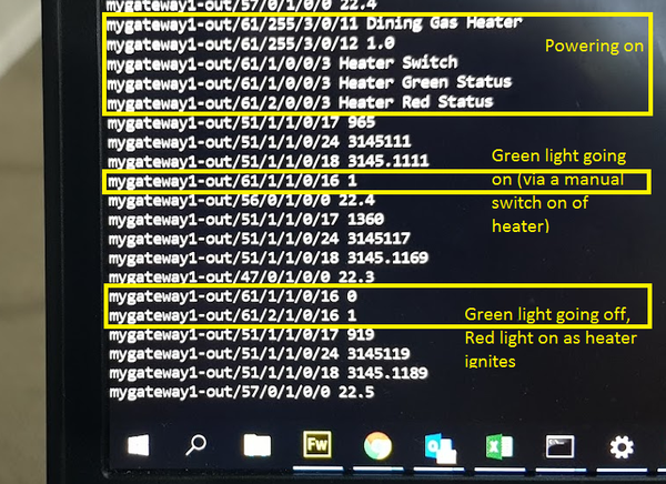 MQTT traffic for LED status updates from the new node.